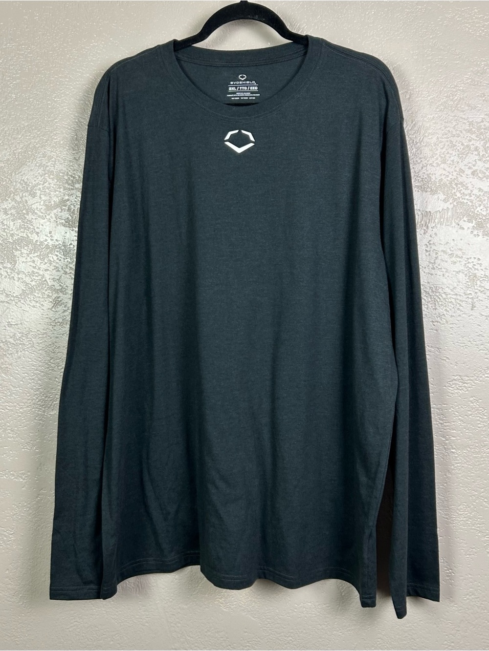 EvoShield Men's Long Sleeve Crew Tee in Black with White Logo